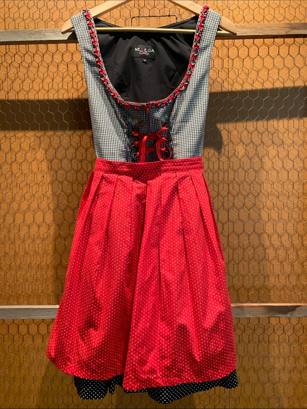 Authentic Bavarian Dirndl Dress with Gingham Bodice